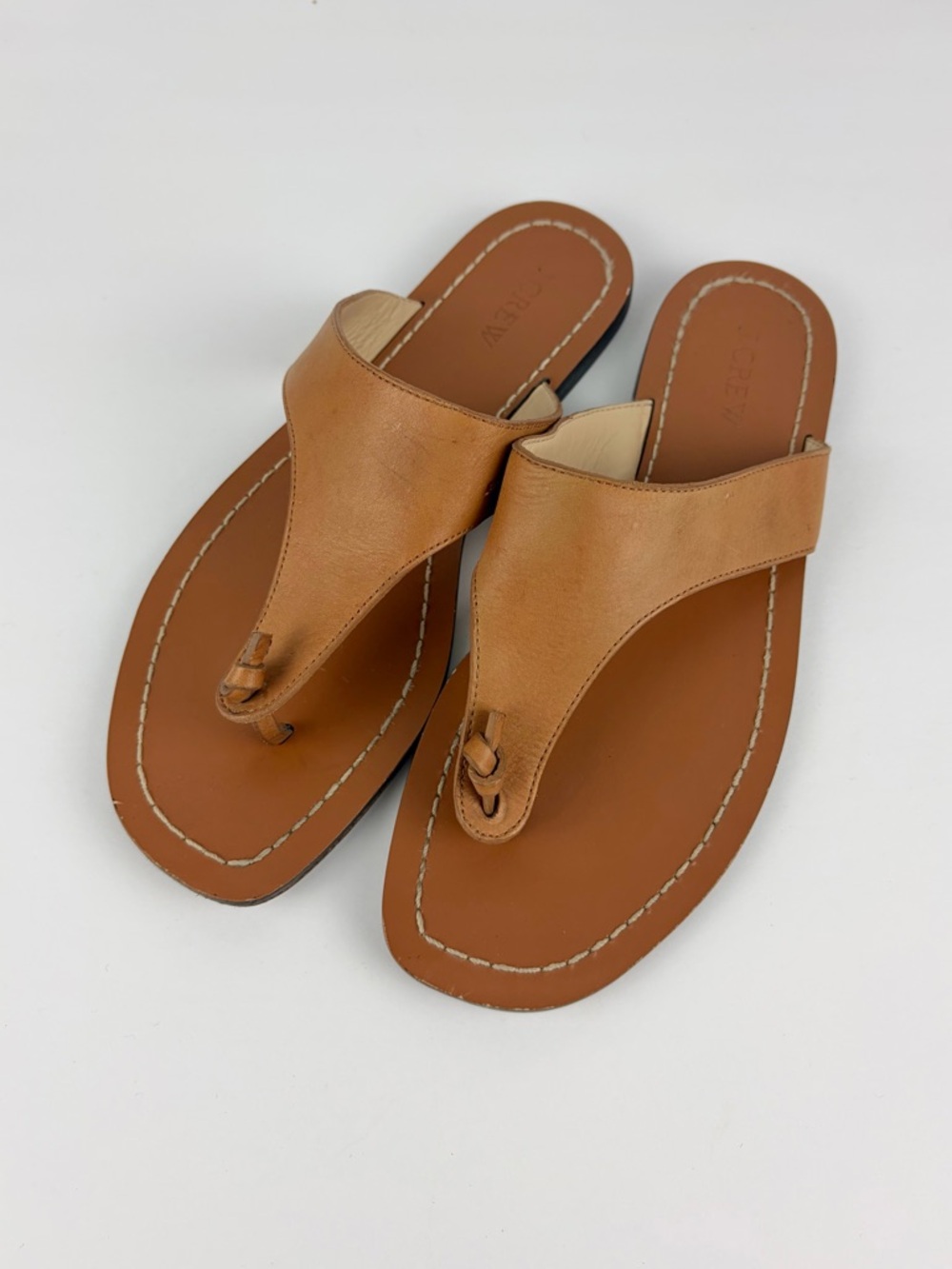 J. Crew Brown Leather Playa Thong T-strap Sandals 8